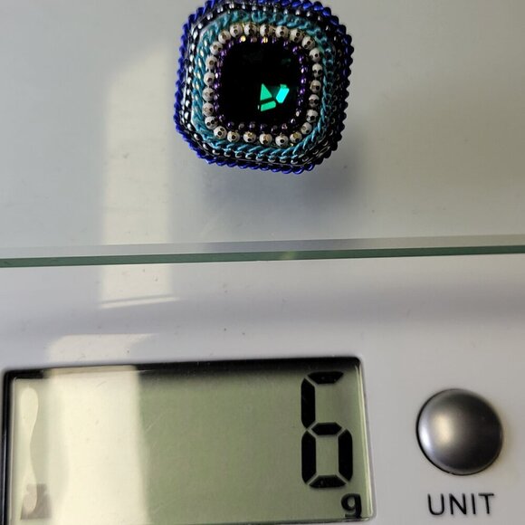 Blue Green Teal Square Earrings - Picture 5 of 5